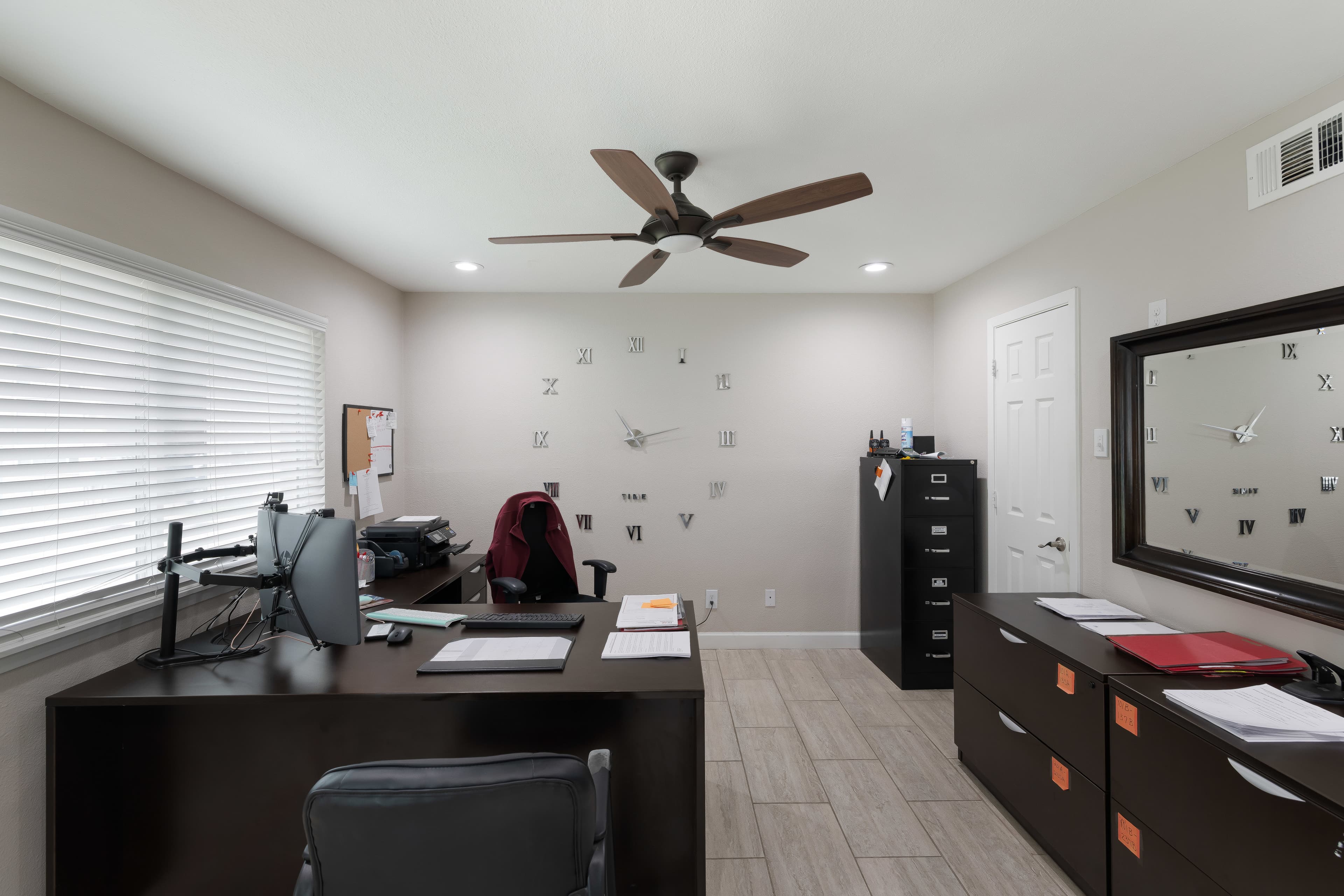 Desk and workspace inside the Waverly Apartments leasing office